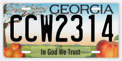 GA license plate CCW2314