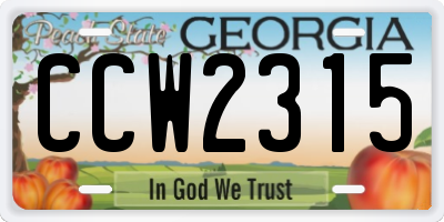 GA license plate CCW2315