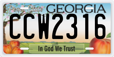 GA license plate CCW2316