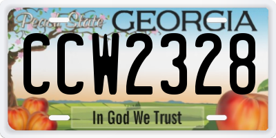 GA license plate CCW2328