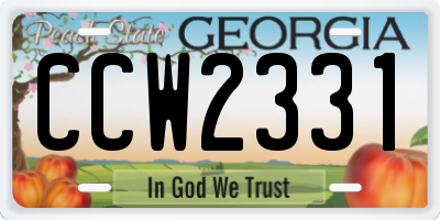 GA license plate CCW2331