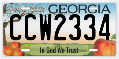 GA license plate CCW2334