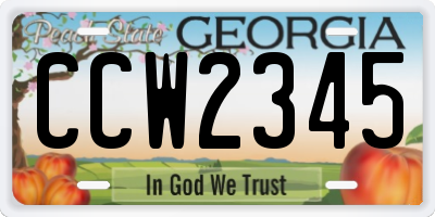 GA license plate CCW2345