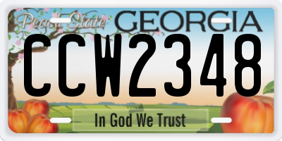 GA license plate CCW2348