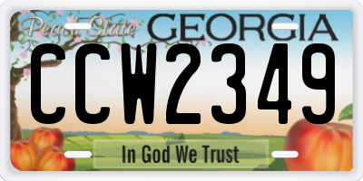 GA license plate CCW2349
