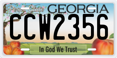 GA license plate CCW2356
