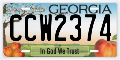 GA license plate CCW2374