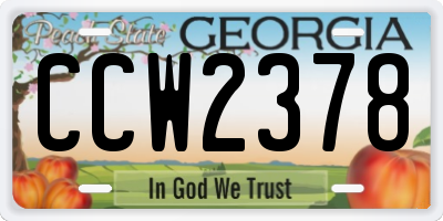 GA license plate CCW2378