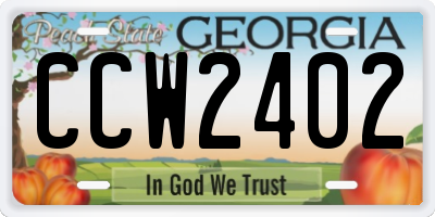 GA license plate CCW2402