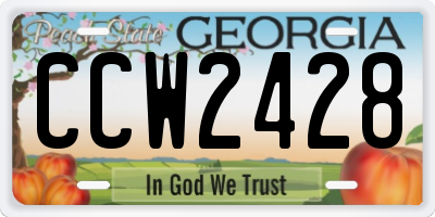 GA license plate CCW2428