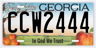 GA license plate CCW2444