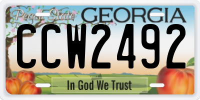 GA license plate CCW2492