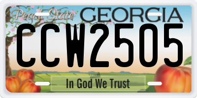GA license plate CCW2505