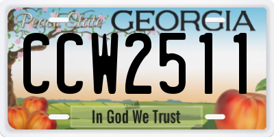 GA license plate CCW2511