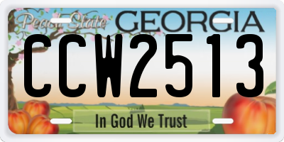 GA license plate CCW2513