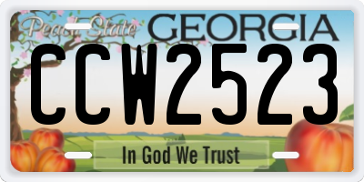 GA license plate CCW2523
