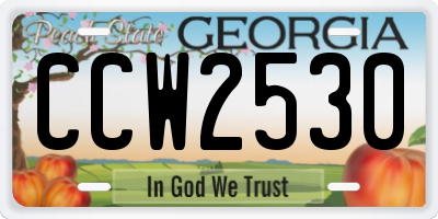 GA license plate CCW2530