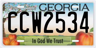 GA license plate CCW2534