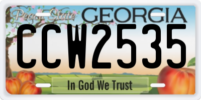 GA license plate CCW2535