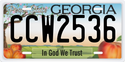 GA license plate CCW2536