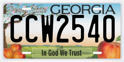 GA license plate CCW2540
