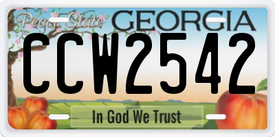 GA license plate CCW2542