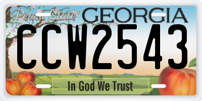GA license plate CCW2543