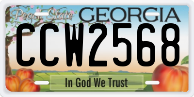 GA license plate CCW2568