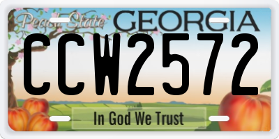 GA license plate CCW2572