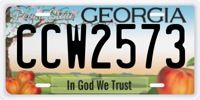 GA license plate CCW2573