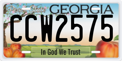GA license plate CCW2575