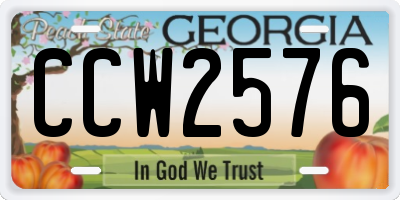 GA license plate CCW2576
