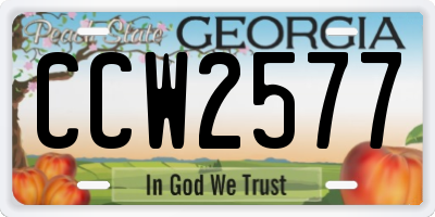 GA license plate CCW2577