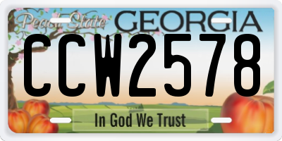 GA license plate CCW2578