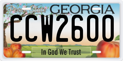GA license plate CCW2600