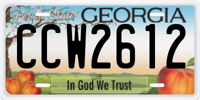 GA license plate CCW2612
