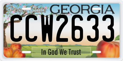 GA license plate CCW2633