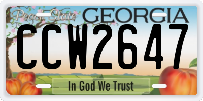 GA license plate CCW2647