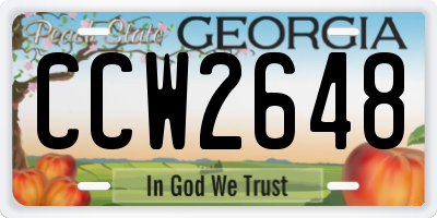 GA license plate CCW2648