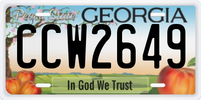 GA license plate CCW2649