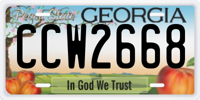 GA license plate CCW2668