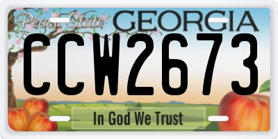 GA license plate CCW2673