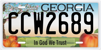 GA license plate CCW2689