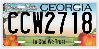 GA license plate CCW2718