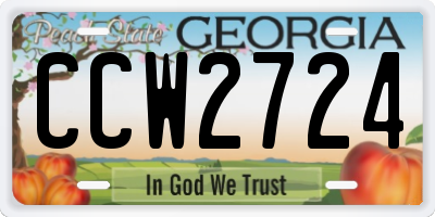 GA license plate CCW2724
