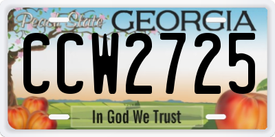GA license plate CCW2725