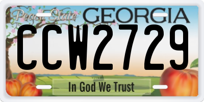 GA license plate CCW2729