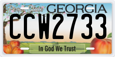 GA license plate CCW2733