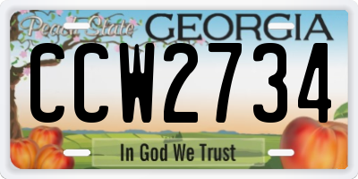 GA license plate CCW2734