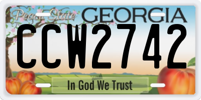 GA license plate CCW2742